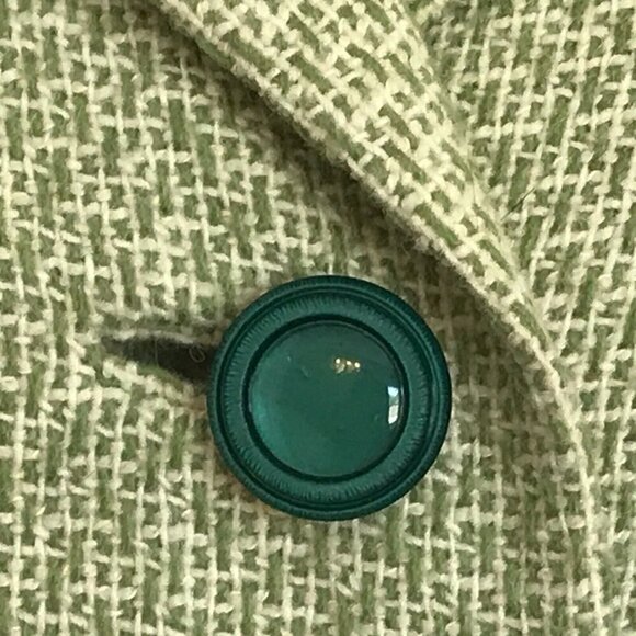 Vintage Higbee's USA Womens Tweed Overcoat Green White Long Coat Small ? Wool - Picture 6 of 12